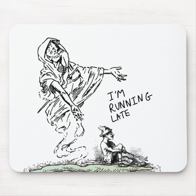 Mousepad ​Rato de Skeletone Divertido Estou Atrasado (Frente)