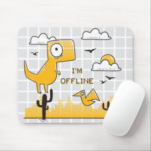 Mousepad Rato de Tela em Grade Dinossauro Amarelo Fofo "EST