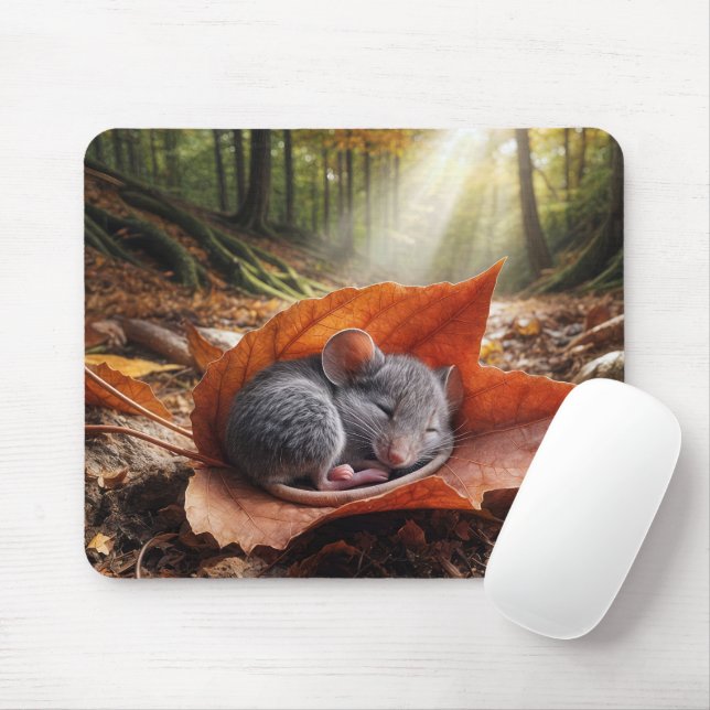 Mousepad Rato Dormindo em uma Folha de Mapeamento (Com mouse)
