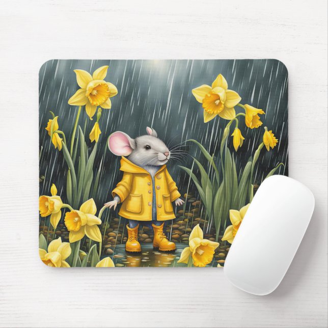 Mousepad Rato em Daffodils e Chuva (Com mouse)