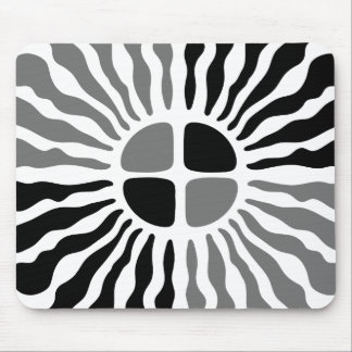 Mousepad Rato Geométrico Preto e Branco Sunburst Mod Retro