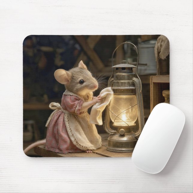 Mousepad Rato Limpando uma Velha Lanterna (Com mouse)