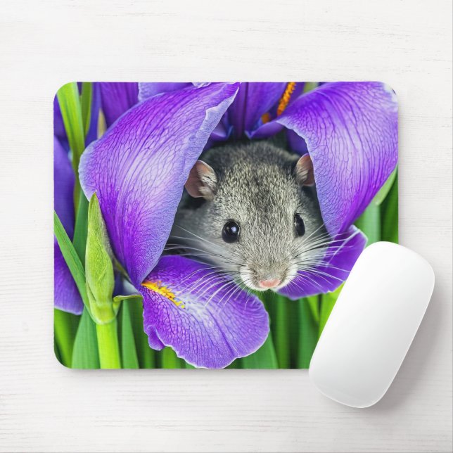 Mousepad Rato Na Íris Roxa (Com mouse)
