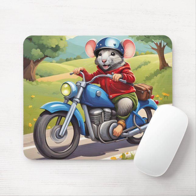 Mousepad Rato na motocicleta (Com mouse)