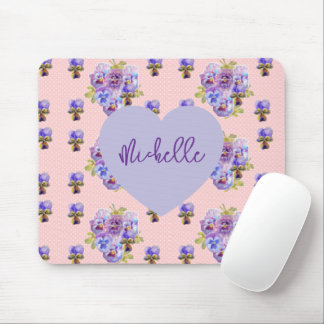 Mousepad Rato Shabby Purple Pansy floral Pink Dot Tapete Al