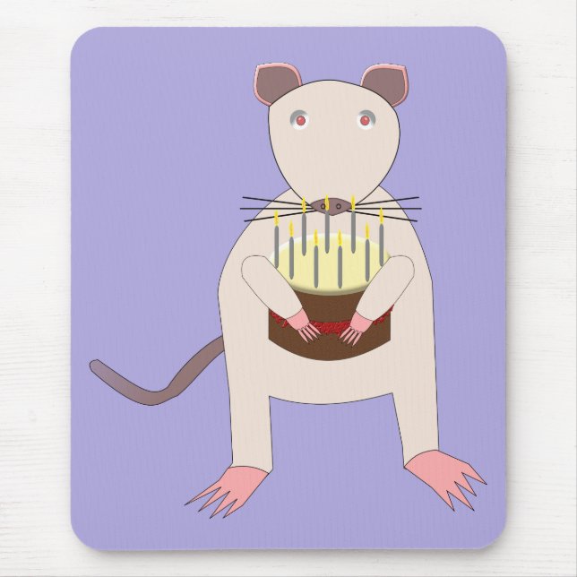 Mousepad Rato Siamês com Bolo de Aniversário (Frente)