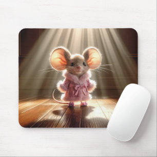 Mousepad Rato Vestindo um saquinho rosa e pantufas