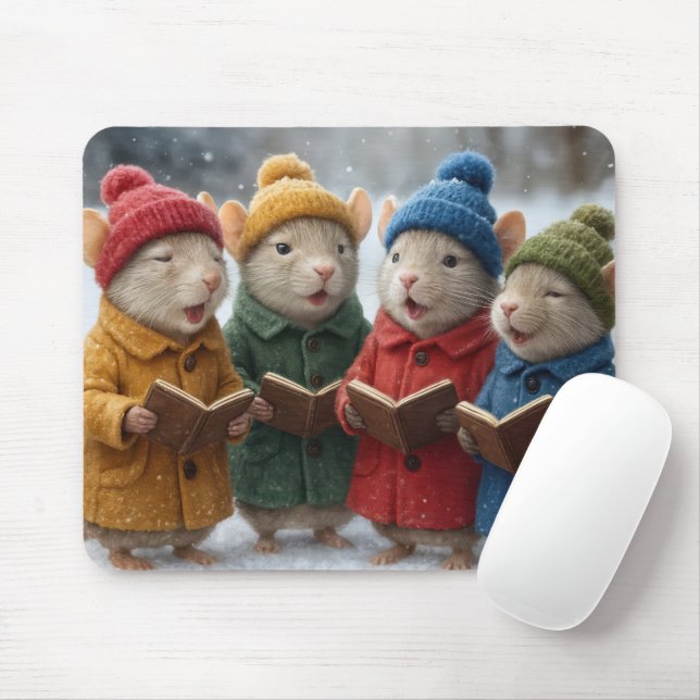 Mousepad Ratos de Natal Cantando na Neve (Com mouse)