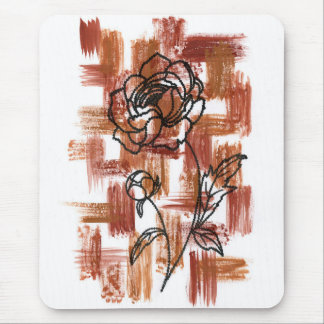 Mousepad Ratos de Rosa de Tinta e Pinceladas de Terracota M