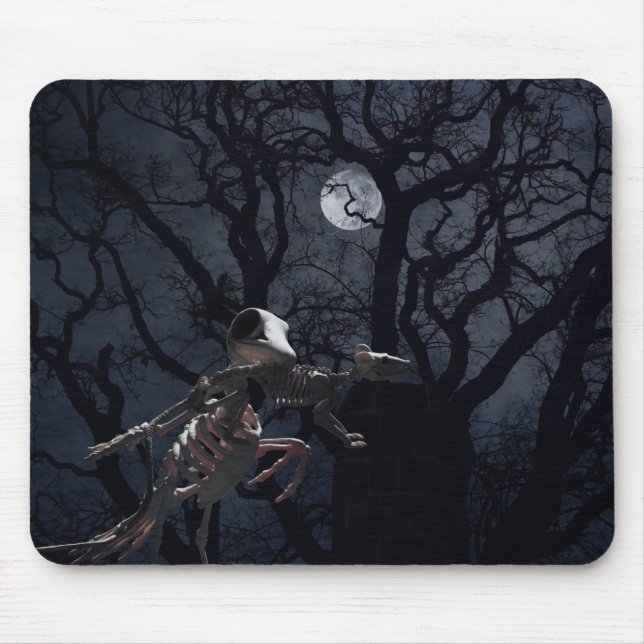 Mousepad Raven e Rato Esqueleto à Lua - Halloween (Frente)