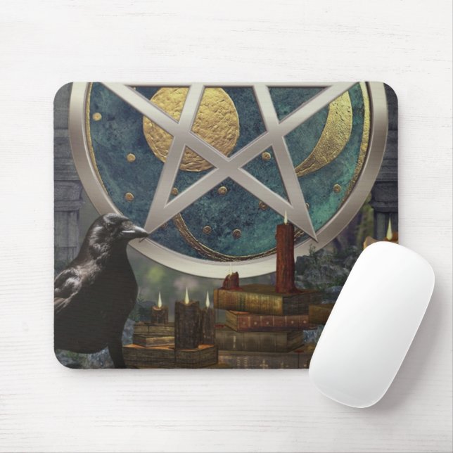 Mousepad Raven Magick Celestial Disk Pentacle (Com mouse)