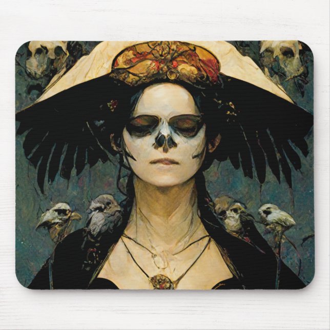 Mousepad Raven Witch 4 Fantasy Horror Gótico Gótico (Frente)