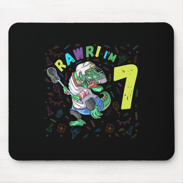 Mousepad Rawr Eu Tenho 7 Anos Dinosaur T-rex Aniversário de (Frente)