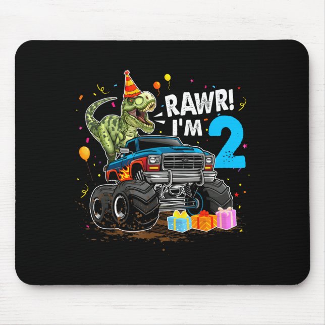 Mousepad Rawr I'm 2 2nd Birthday T Rex Dinosaur Funny Party (Frente)