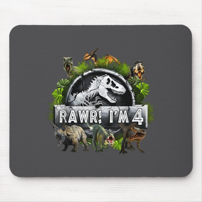 Mousepad Rawr I'm 4 4th Birthday T Rex Dinosaur Funny Party (Frente)