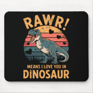 Mousepad Rawr Significa Que Eu Te Amo Em Dinossauro Vintage