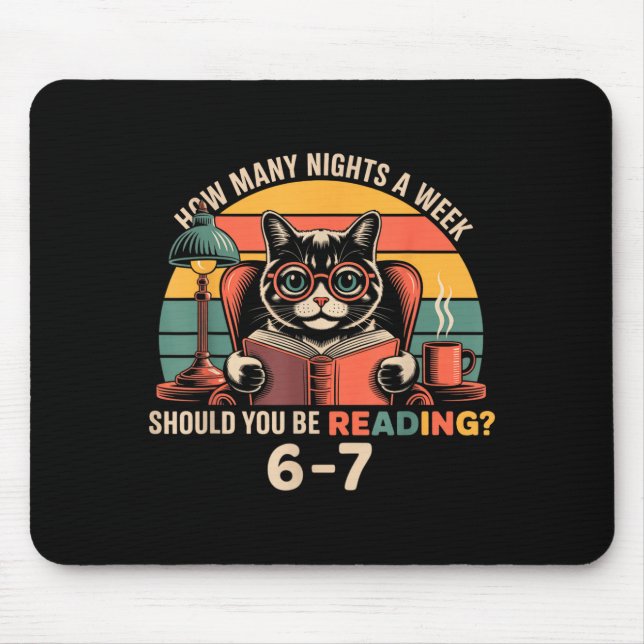 Mousepad Reading 67 Meme Englieacher In Funny 67 Retro Cat  (Frente)