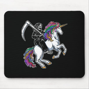 Mousepad Reaper Riding Unicorn Rainbow Skeleton Halloween