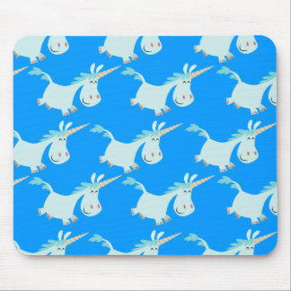 Mousepad Rebanho azul bonito do unicórnio dos desenhos