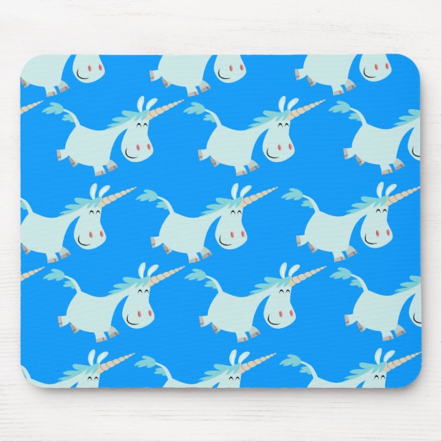 Mousepad Rebanho azul bonito do unicórnio dos desenhos (Frente)