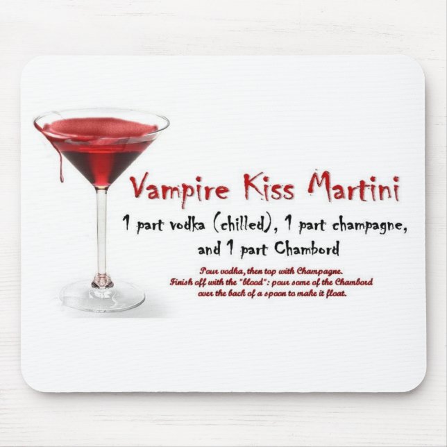 Mousepad Receita da bebida de Martini do beijo do vampiro (Frente)