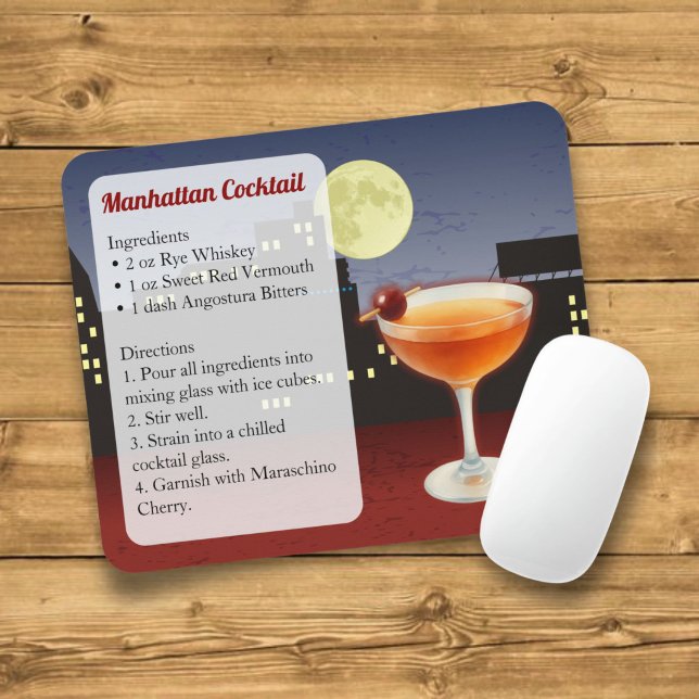 Mousepad Receita de Manhattan Cocktail (Criador carregado)