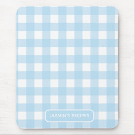 Mousepad Receitas | Padrão Xadrez Azul Claro e Branco