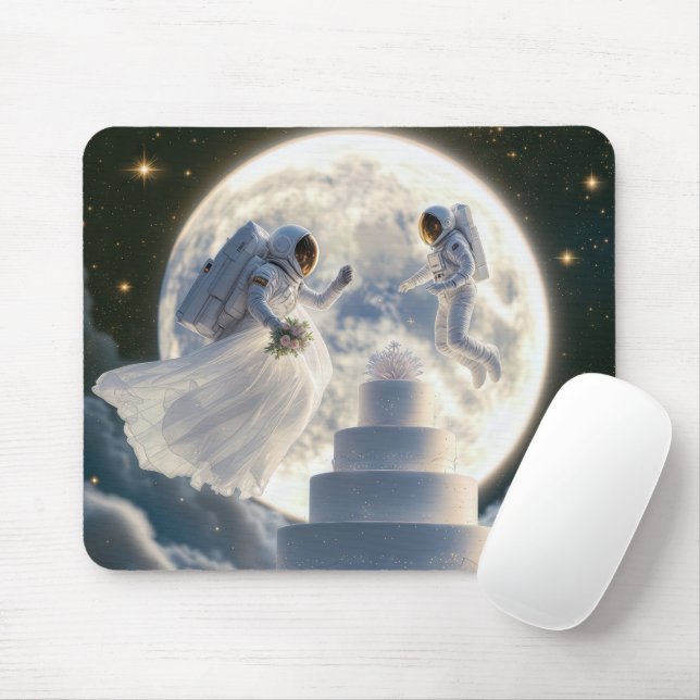 Mousepad Recém-casados astronautas ao luar (Com mouse)