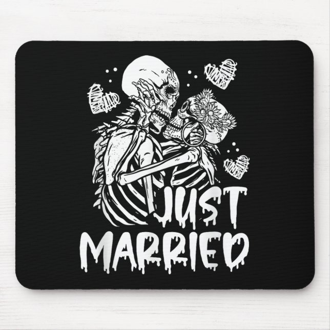 Mousepad Recem casados Halloween Skeleton Bride E Grove Nós (Frente)