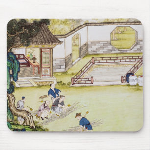 Mousepad Recolhendo o bambu para fazer o papel