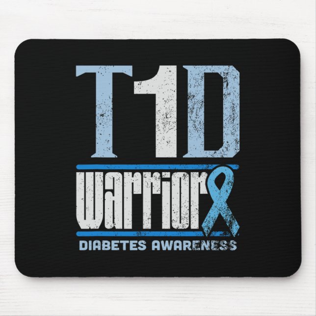 Mousepad Reconhecimento da diabetes mês T1D Guerreiro da di (Frente)