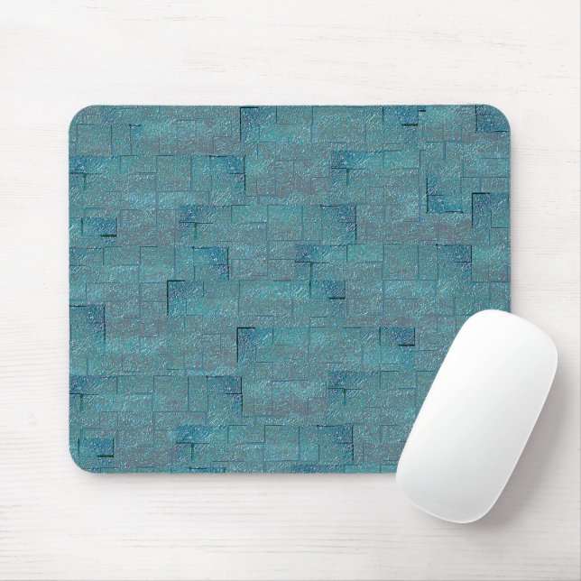 Mousepad Recortes de mosaicos em forma de textura ciano-cin (Com mouse)