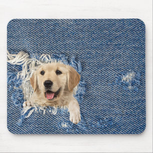 Mousepad Recuperação de ouro no buraco de denim desgastad