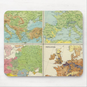 Mousepad Recursos físicos da Europa e mapa de população