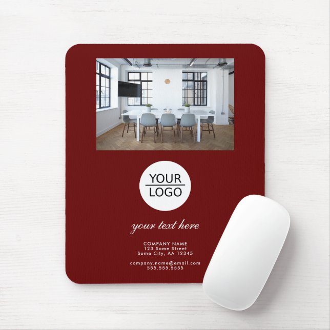 Mousepad Red Add your Logo Custom Text Promotion Photo (Com mouse)