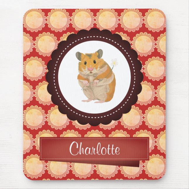 Mousepad Red Add Your Name Hamster (Frente)