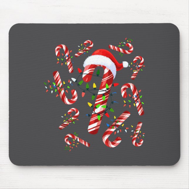 Mousepad Red And White Candy Cane Santa Christmas  (Frente)