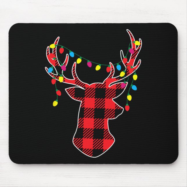 Mousepad Red Black Christmas dá presentes à Xadrez de búfal (Frente)