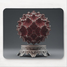 Mousepad Red & Black Mandelbrot Sphere On Silver Pedestal