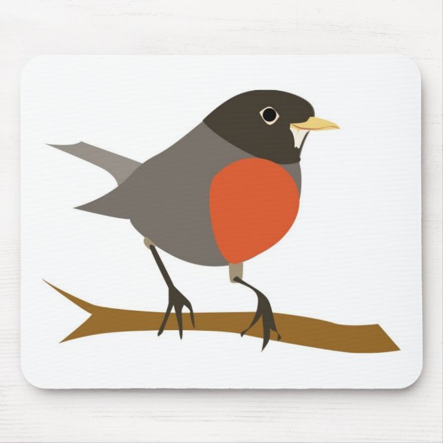 Mousepad Red Breast Robin no Branch (Frente)