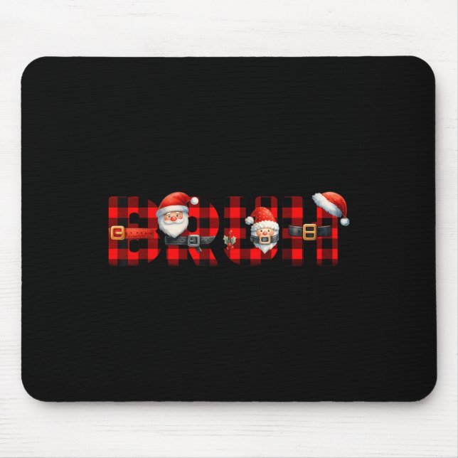 Mousepad Red Buffalo Plaid Bruh Christmas Xmas Pajamas Boys (Frente)