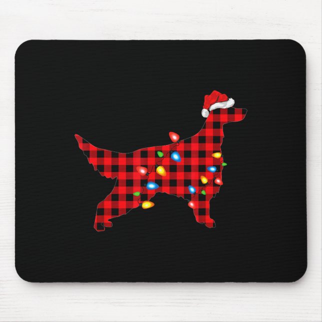 Mousepad Red Buffalo Plaid Santa Irish Setter Dog Christmas (Frente)