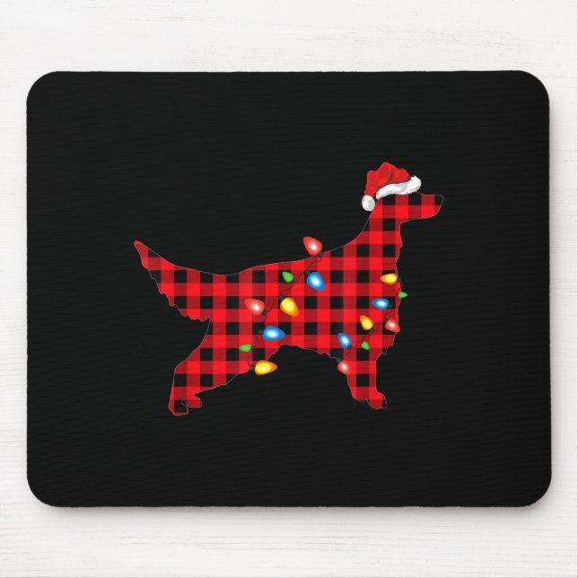 Mousepad Red Buffalo Plaid Santa Irish Setter Dog Christmas (Frente)