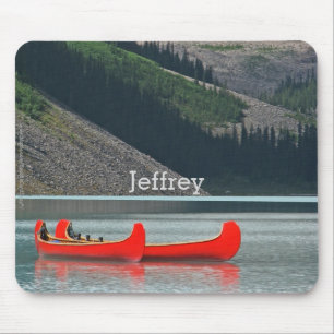 Mousepad Red Canoes, Lake, Mountains Custom