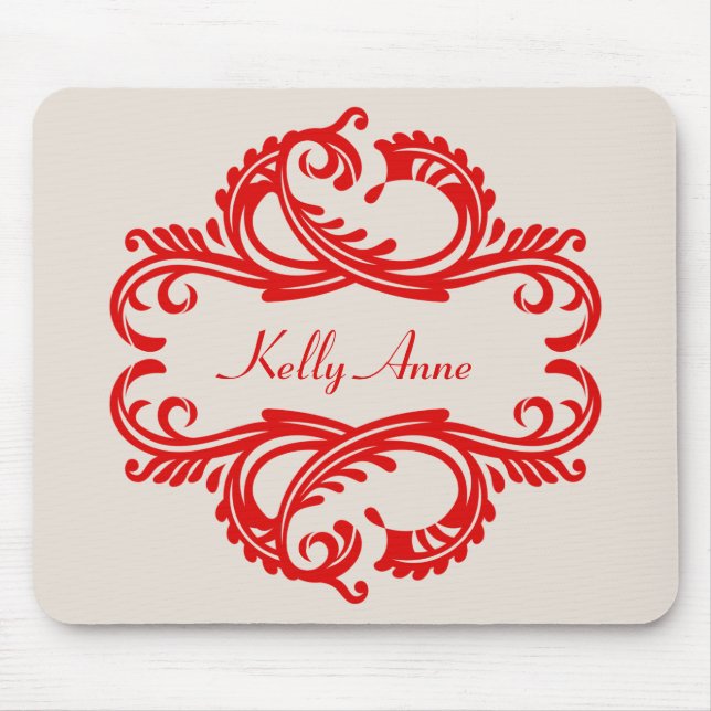 Mousepad Red Chic Damask (Frente)