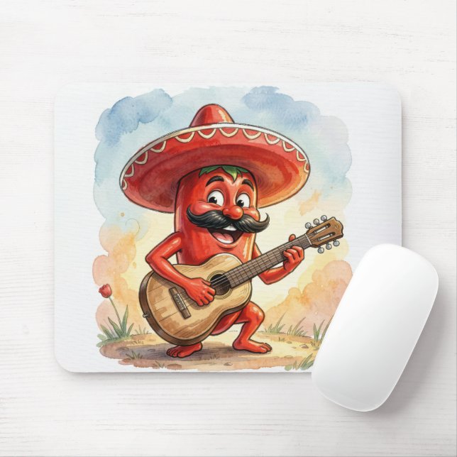 Mousepad Red Chili Pepper Guitar Player (Com mouse)