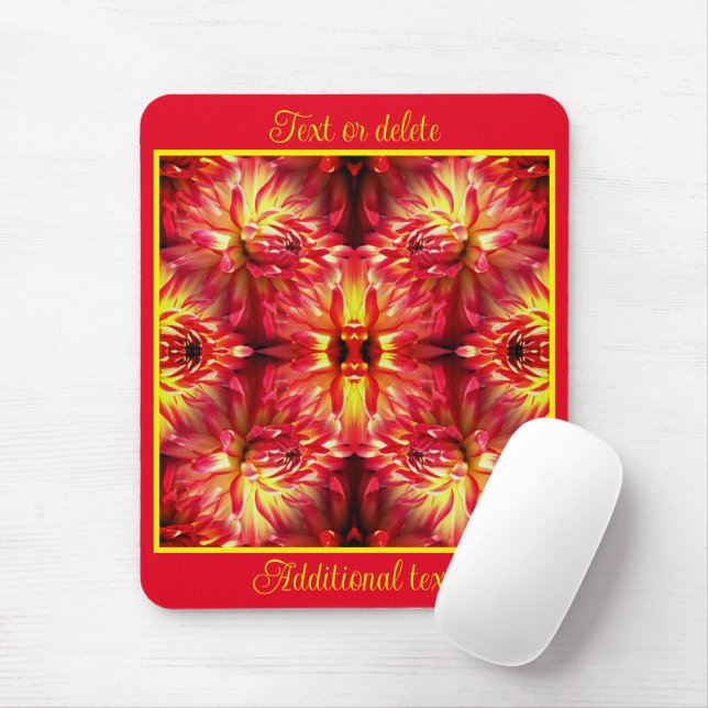 Mousepad Red Dahlia Flower Abstrato Nature Personalizado (Com mouse)