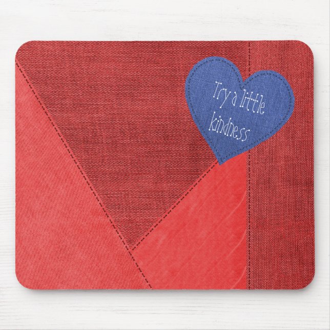 Mousepad Red Denim Heart com Cotação (Frente)