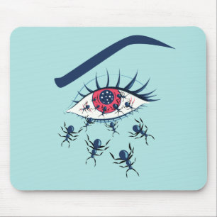 Mousepad Red Eye assustador estranho com formigas de