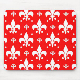 Mousepad Red Fleur-de-lis Design